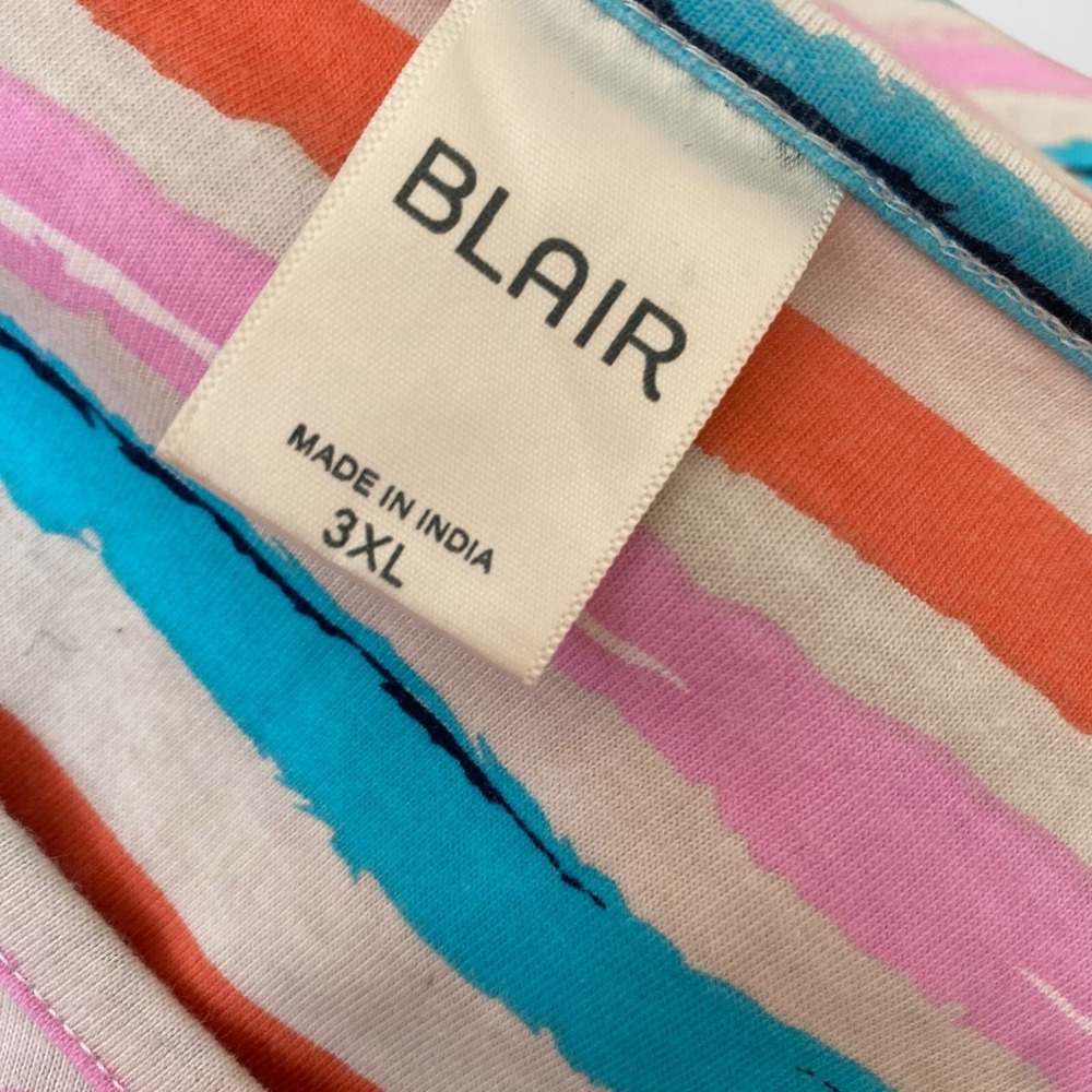 Blair Womens Size 3XL Top Shirt 3/4 Sleeve Tee Striped Scoop Neck Stretch - Picture 8 of 8